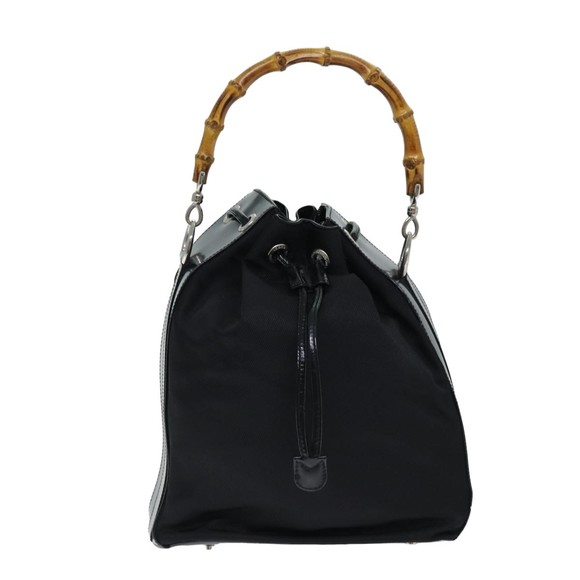 GUCCI Bamboo Hand Bag Nylon 2way Black 001 2684 1657 Auth 74809 - Picture 14 of 17